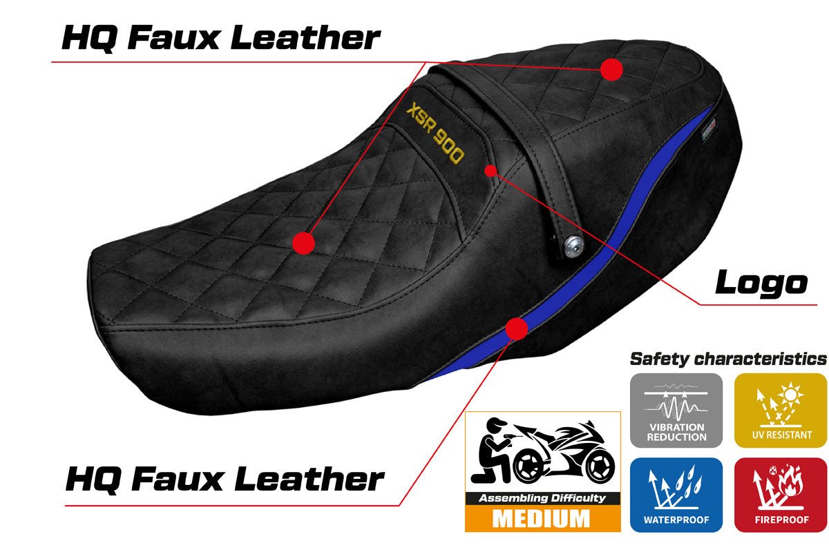 Funda de asiento Yamaha XSR 900 2022-2025 Tappezzeria Italia TPZ en azul y negro