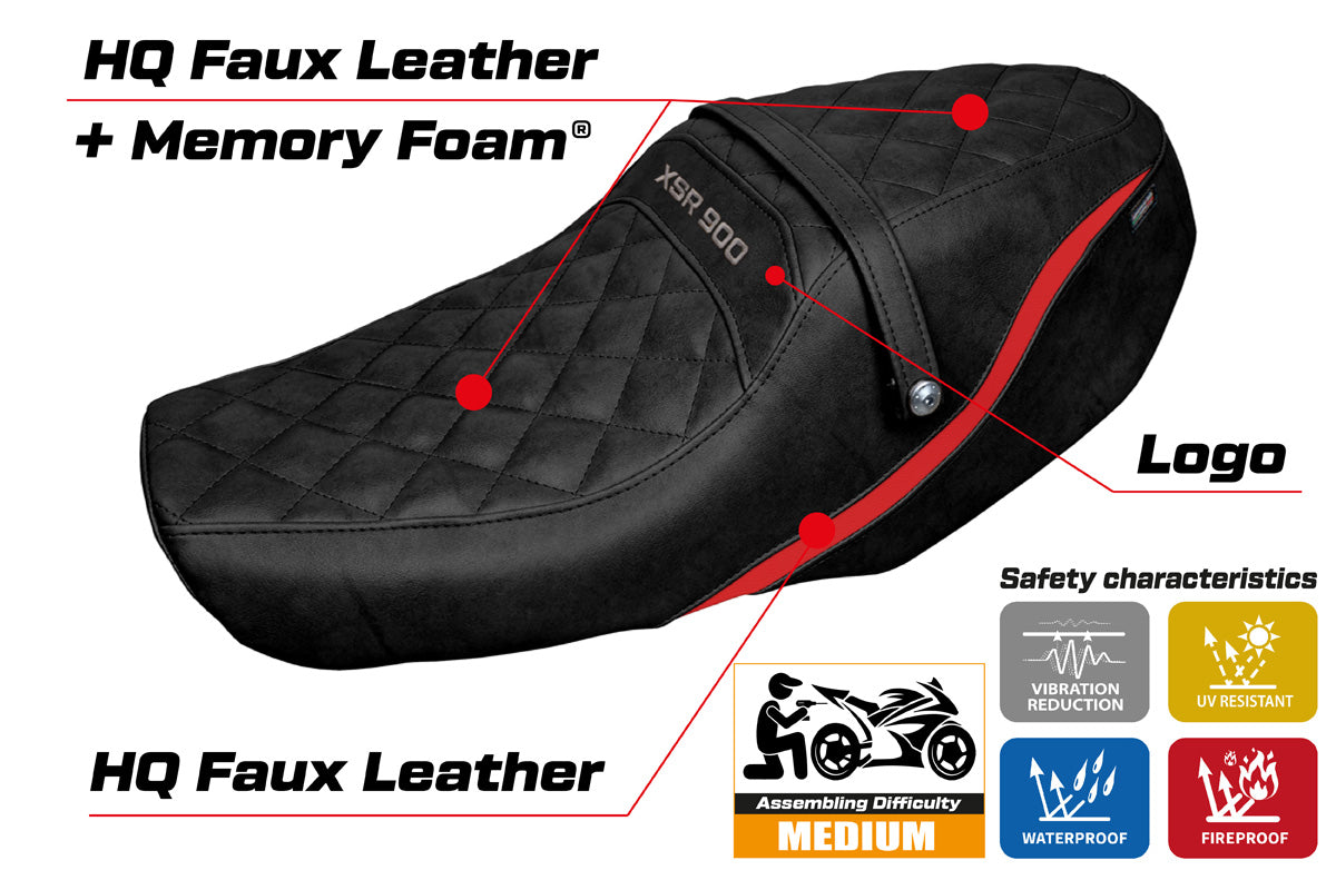 Yamaha XSR 900 2022-2025 Seat Cover Tappezzeria Italia TPZ Comfort in Red and Black