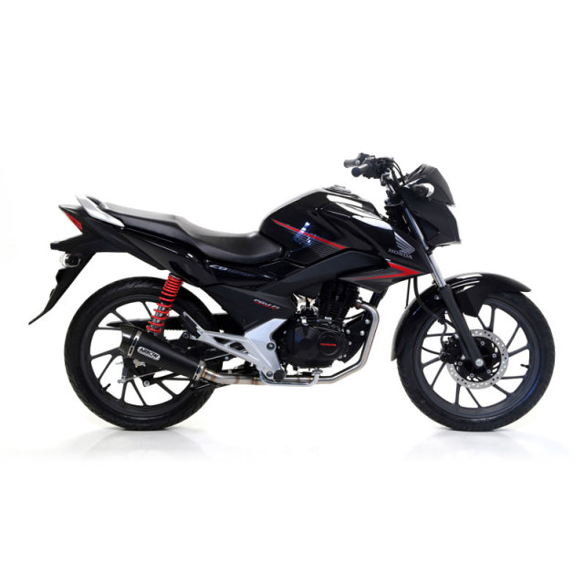 Silenciador Arrow Hondacb125f'15/16 Homol.X-Kone Nichrom con tapa de carbono y tubo de conexión de acero para colector y tubo de conexión Arrow 51514xkn