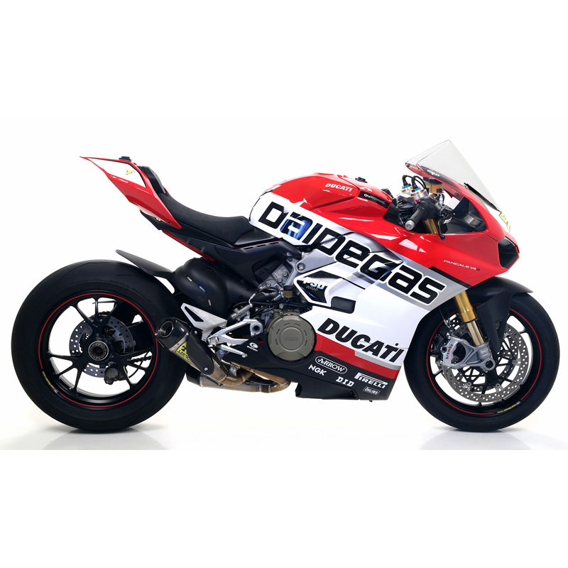 Silenciadores Arrow Ducati Panigale / Streetfighter V4S V4R Speciale V4 18-24 Racing de titanio doble + tubo de enlace de acero inoxidable 1:1 (paquete de 71161)