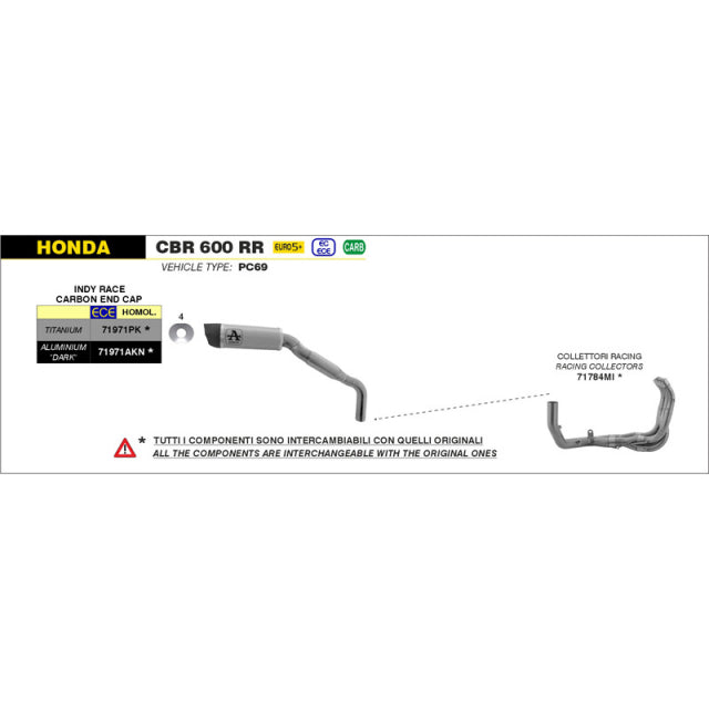 Arrow Exhaust Headers Honda CBR600RR 2024-2026 Racing 71784MI