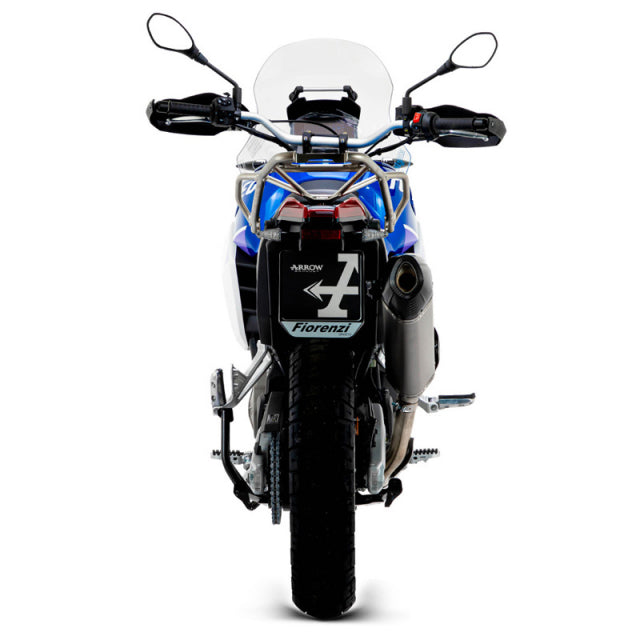 Arrow Aprilia Tuareg 660 '22 Sonora de titanio homologada con tubo de enlace soldado y tapa de carbono 72506sk