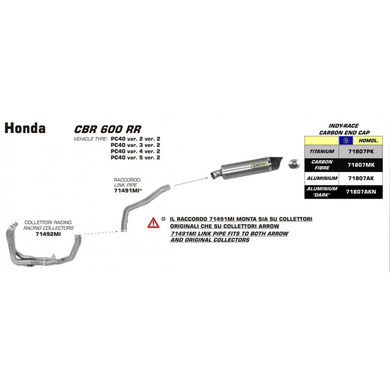 Arrow Exhaust Headers Honda CBR600RR 2013-2023 71492MI