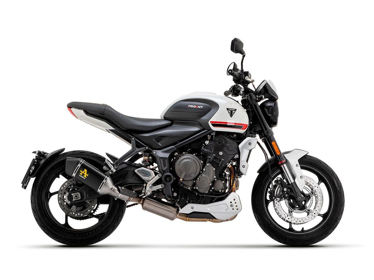 Silenciador Arrow Triumph Trident 660 '21 de aluminio Dark Veloce con tubo de enlace y colector 71001van
