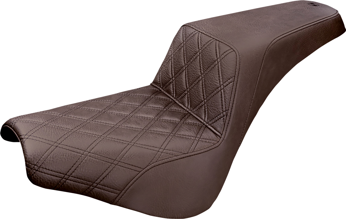 SADDLEMEN Step-Up Seat - Front Lattice Stitch - Brown Softail Street Bob FXBB 2018-2020 818-30-172BR