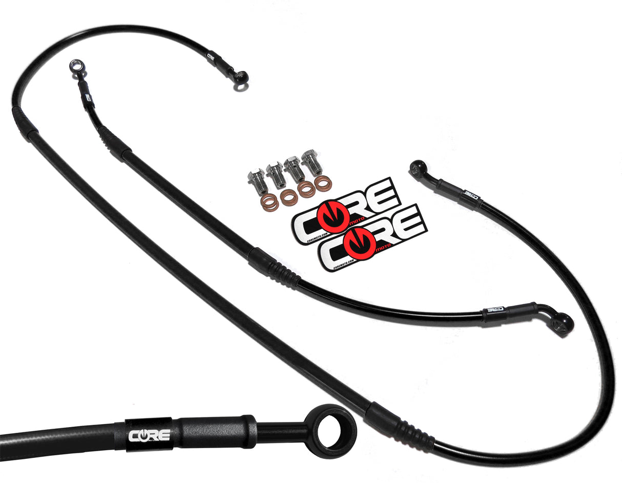 Suzuki RM250 2001-2003 Front and Rear Brake Lines Black Steel Braided