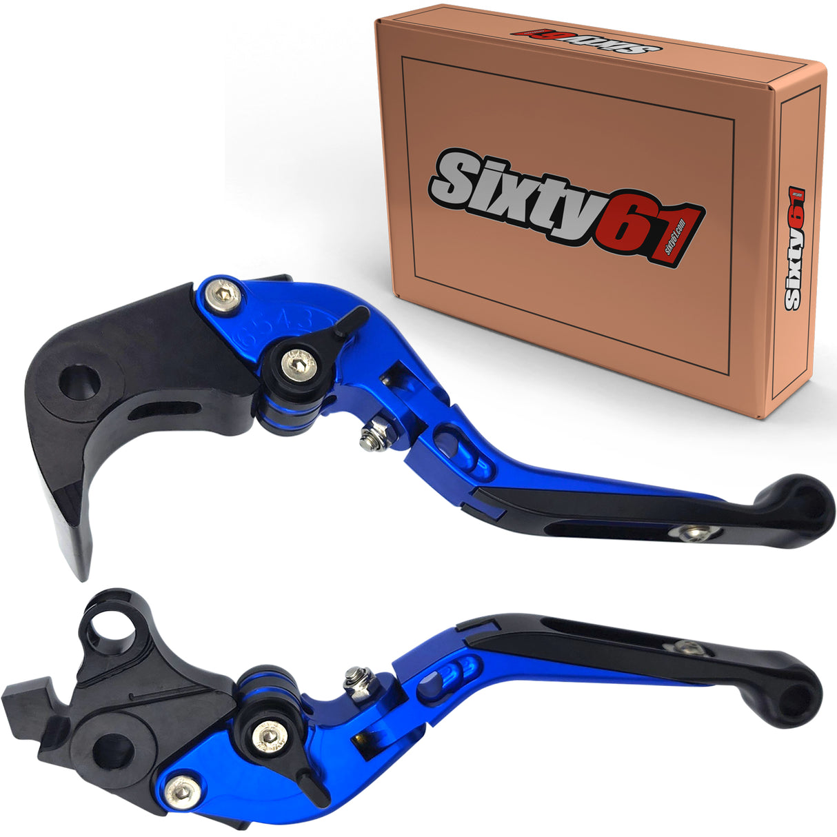 Kawasaki Blue Brake & Clutch Levers, Adjustable Sliding Folding