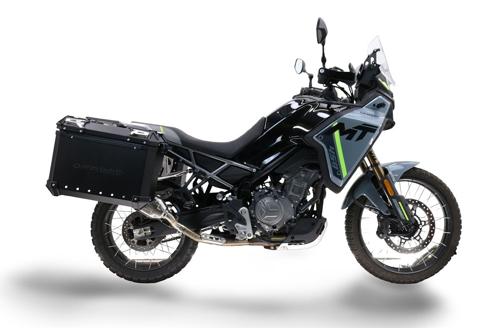 CF Moto 650 MT 2021-2024 GPR Tech 38+38L Aluminum Side Cases, Black with Pannier Holders - photo 1