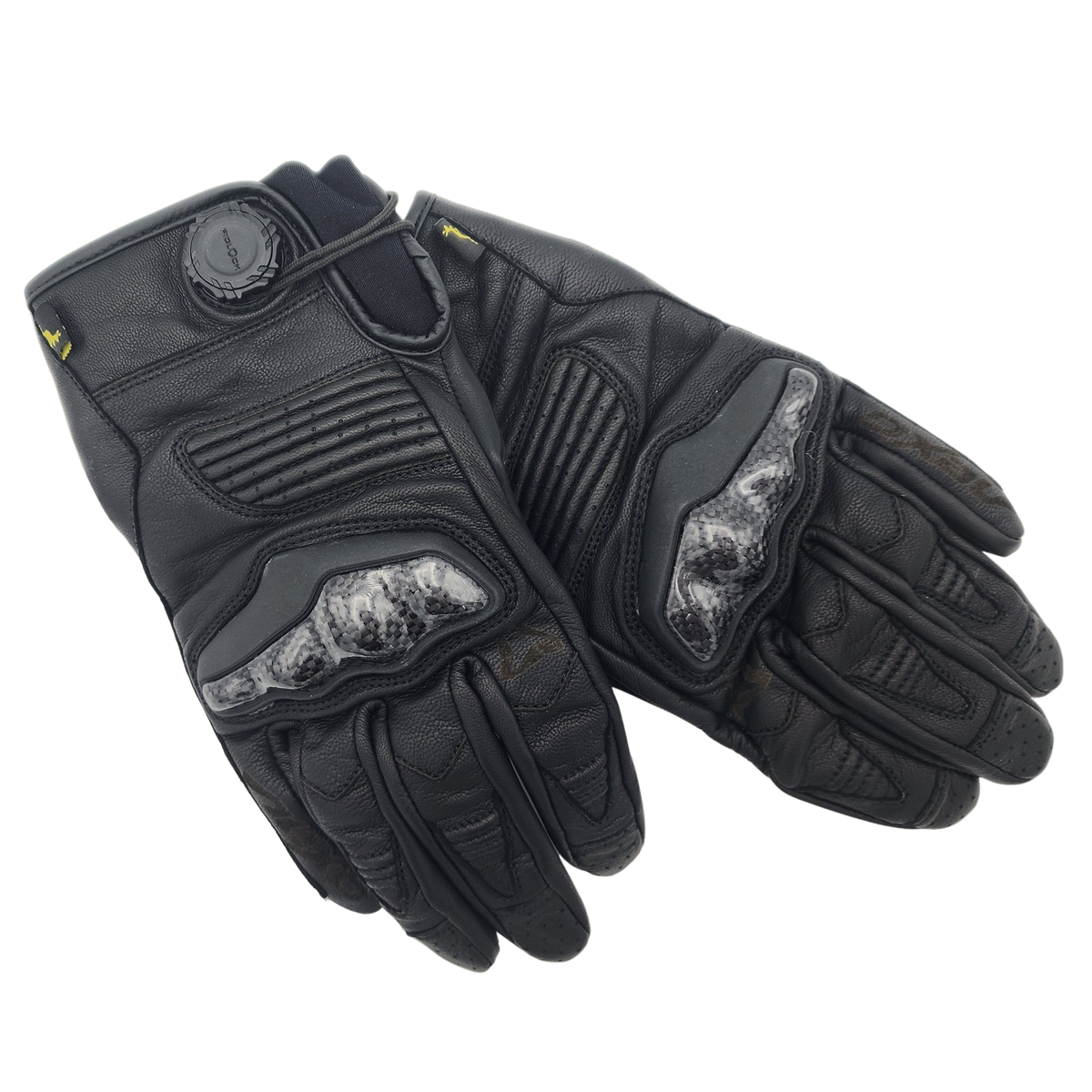 Mens Motorcycle Gloves, Riding Black Leather Magnet Closure | Sixty61