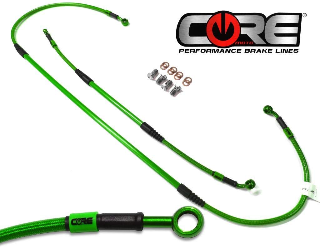 Yamaha YZ450F 2003-2004 Front and Rear Brake Lines Green Steel Braided