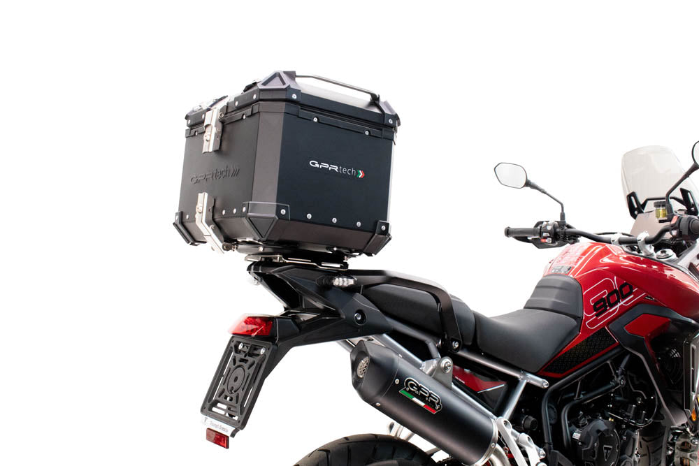 Triumph Tiger 900 GT / Pro / Rally Pro 2024-2025 GPR Tech 45L Aluminum Top Case, Black with Mounting Plate - photo 2