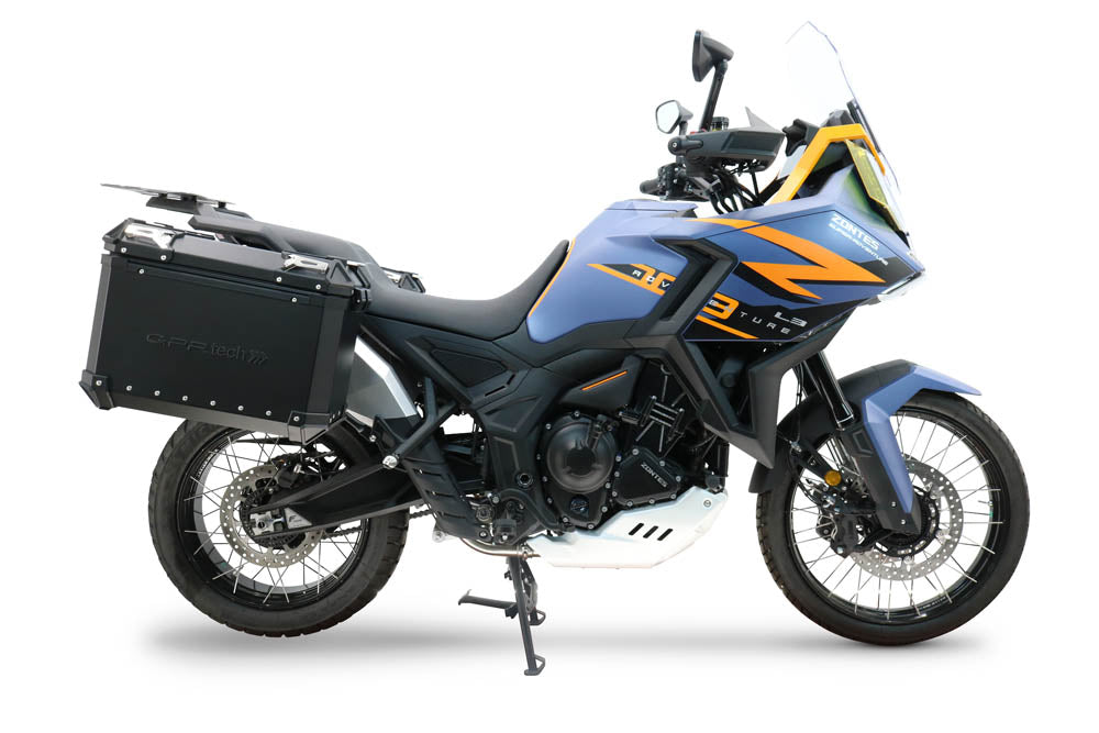 Zontes 703 F 2024-2026 GPR Tech 38+38L Aluminum Side Cases, Black with Pannier Holders - photo 1