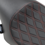 Asiento DRAG SPECIALTIES - 3/4 Solo - Doble Diamante - Negro con Costuras Rojas - '04-'22 XL 0804-0746 