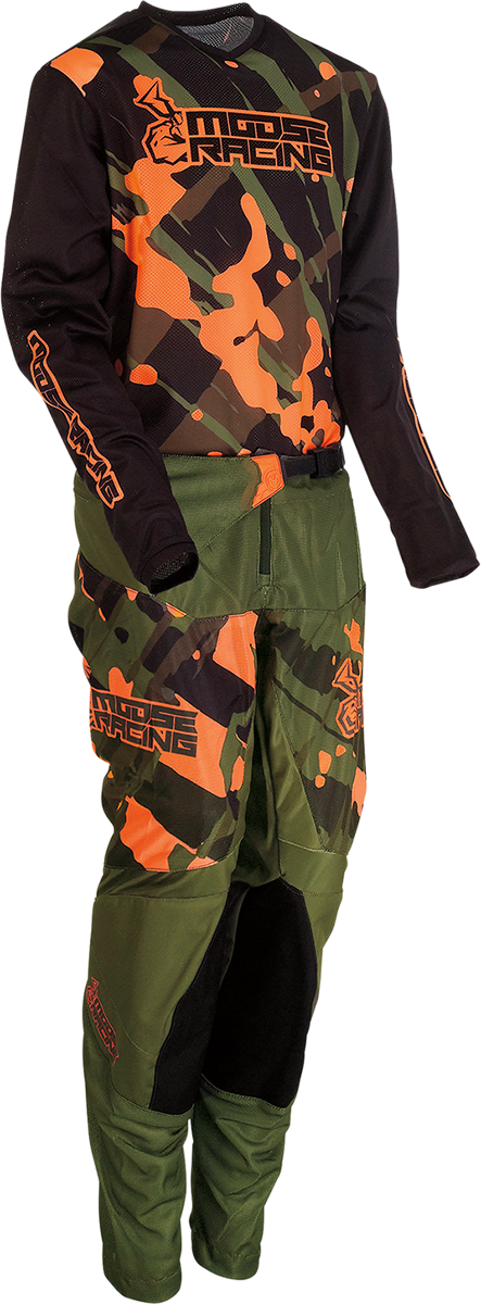 Maillot de malla Agroid para jóvenes de MOOSE RACING - Verde oliva/naranja - XS 2912-2174