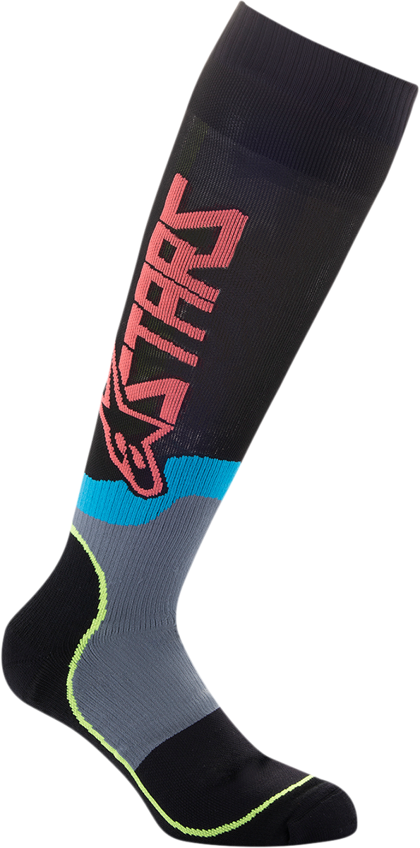 Calcetines ALPINESTARS MX Plus-2 para jóvenes - Negro/Amarillo Fluo/Coral 4741920-1534