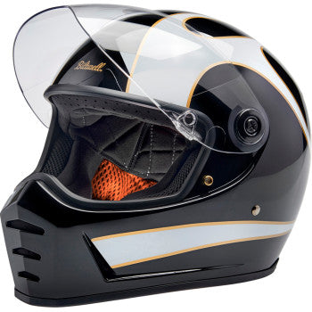 Casco BILTWELL Lane Splitter - Negro brillante/Llamas blancas - XS 1004-570-501 