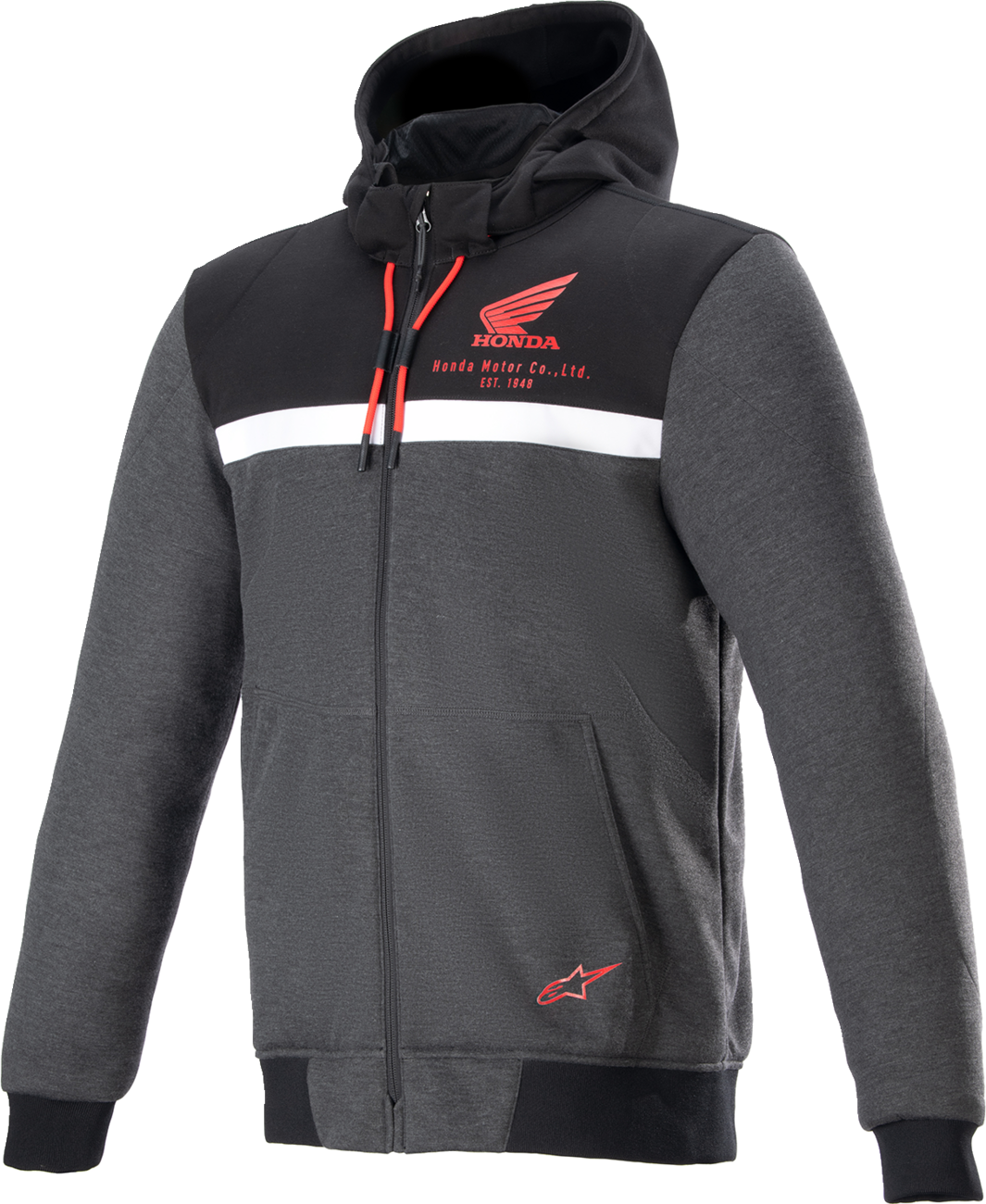 Sudadera con capucha ALPINESTARS Honda Chrome Street - Negro/Gris/Rojo - XL 4201323-1908-XL