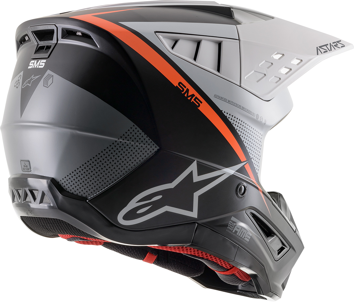Casco de motocicleta ALPINESTARS SM5 - Rayón - Negro/Blanco/Naranja - Grande 8304121-1242-LG