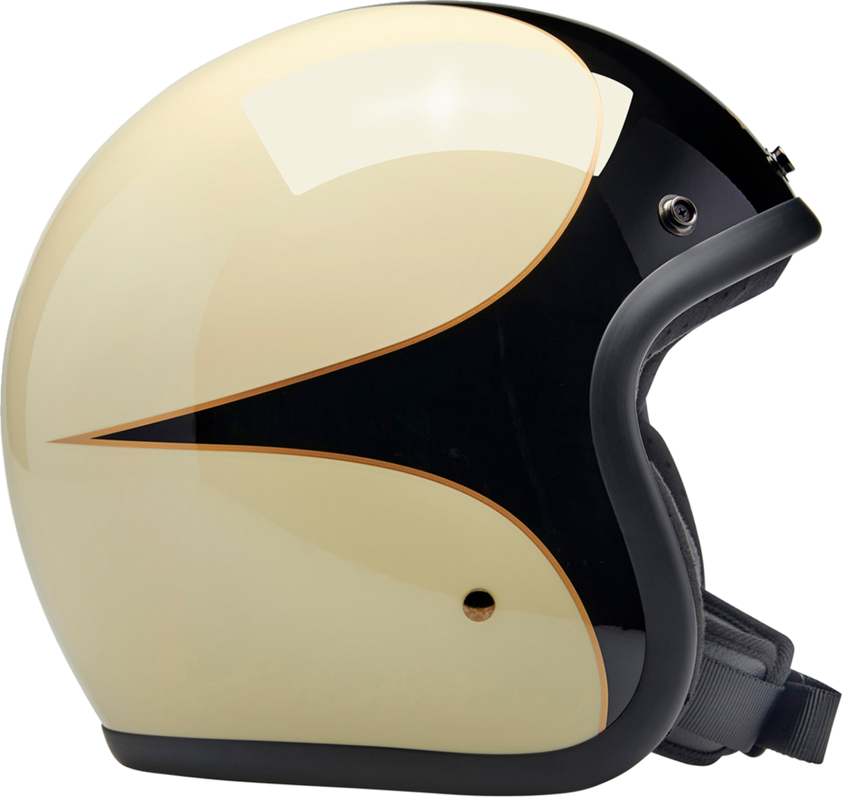 Casco BILTWELL Bonanza - Blanco vintage brillante/Negro festoneado - Mediano 1001-559-203 