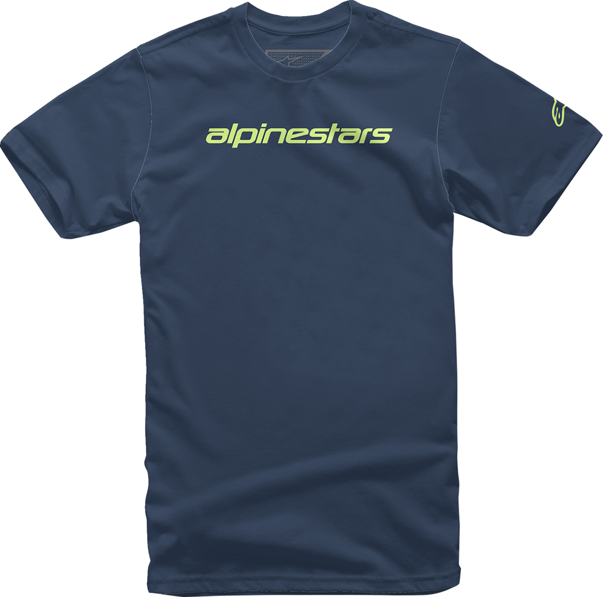 Camiseta con logo lineal de ALPINESTARS - Azul marino/Lima - Talla grande 1212-720207036L