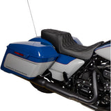 Asiento Predator 2Up de DRAG SPECIALTIES - Vinilo - Costura plateada de doble diamante - FLH '08-'23 0801-1492 