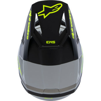 Casco de motocicleta juvenil ALPINESTARS SM3 - Radium - Gris mate/Negro/Amarillo fluorescente - Talla pequeña 8301825-9510-YS 