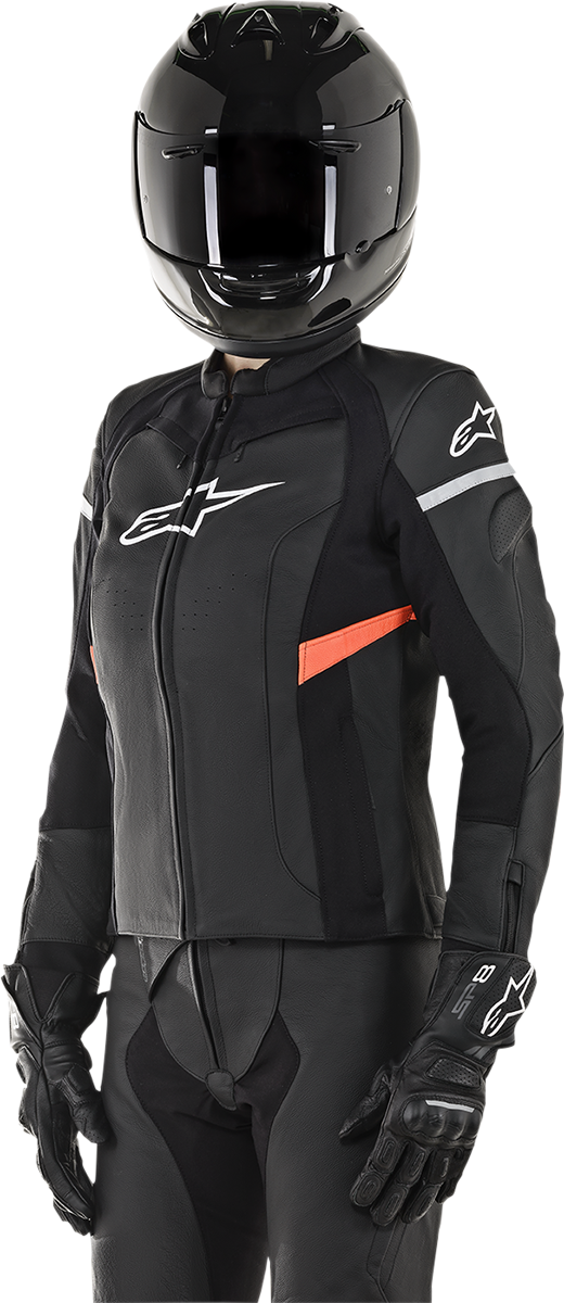 Chaqueta de cuero Stella Kira de ALPINESTARS para mujer - Negro/Rojo - Talla 2 EE. UU. / 38 UE 3112019-1030-38