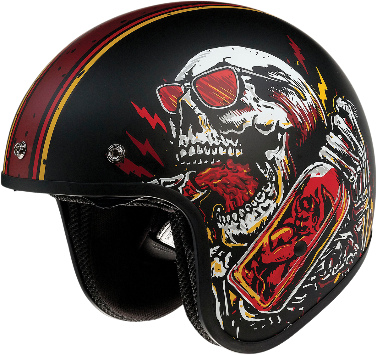 Casco de motocicleta Saturn Z1R - Devil Made Me - Negro/Rojo - Grande 0104-2819