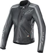 Chaqueta de cuero Stella Dyno para mujer de ALPINESTARS - Gris alquitrán negro/Gris oscuro - Talla grande 3113924-1296-L