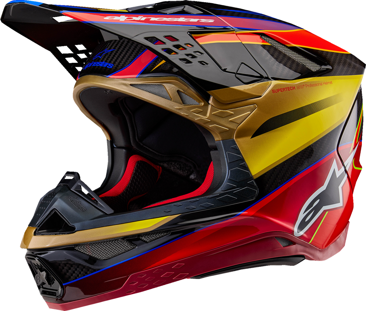 Casco de moto ALPINESTARS Supertech M10 - Era - MIPS® - Dorado brillante/Amarillo/Rojo Río - XS 8301223-5938-XS