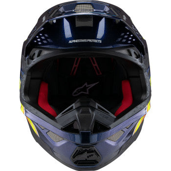 Casco de motocicleta ALPINESTARS Supertech M10 - Edición TLD 25 - MIPS® - Azul oscuro brillante/Naranja/Amarillo/Rojo fluorescente - Mediano 8300225-7156-M