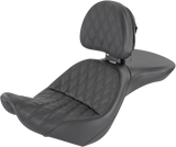 Asiento SADDLEMEN Explorer - Con respaldo - Costuras enrejadas - Negro - FXST 806-12-030LS