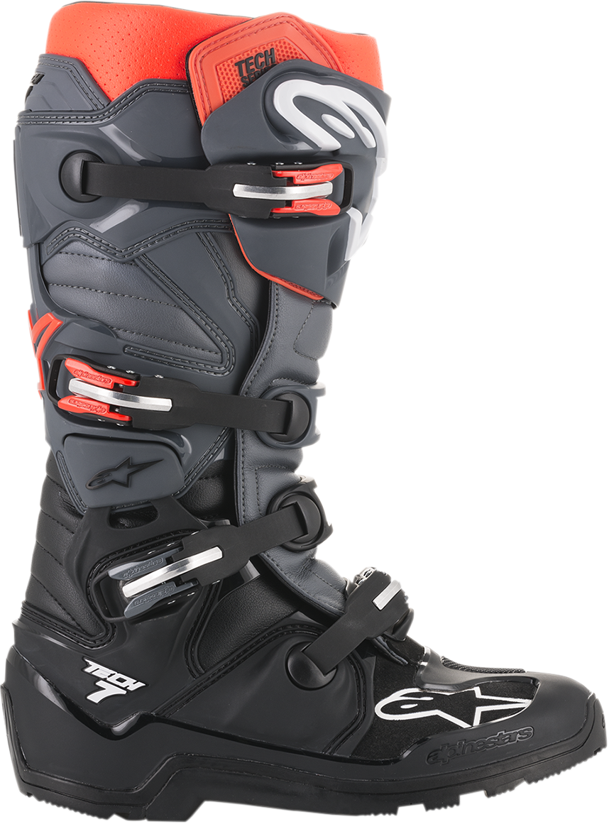 Botas de enduro ALPINESTARS Tech 7 - Negro/Gris - Talla 14 (EE. UU.) 2012114113314