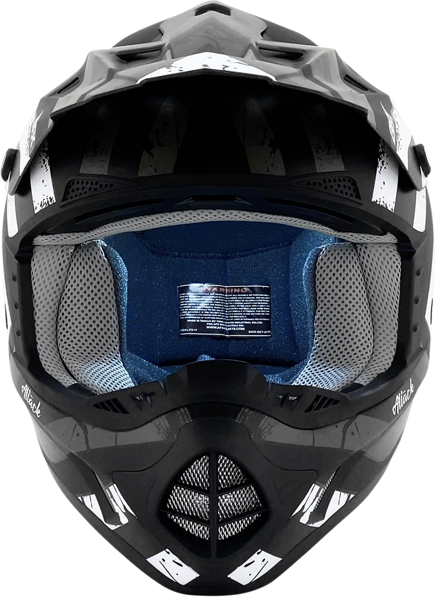 AFX FX-17 Motorcycle Helmet - Attack - Matte Black/Silver - XS 0110-7142