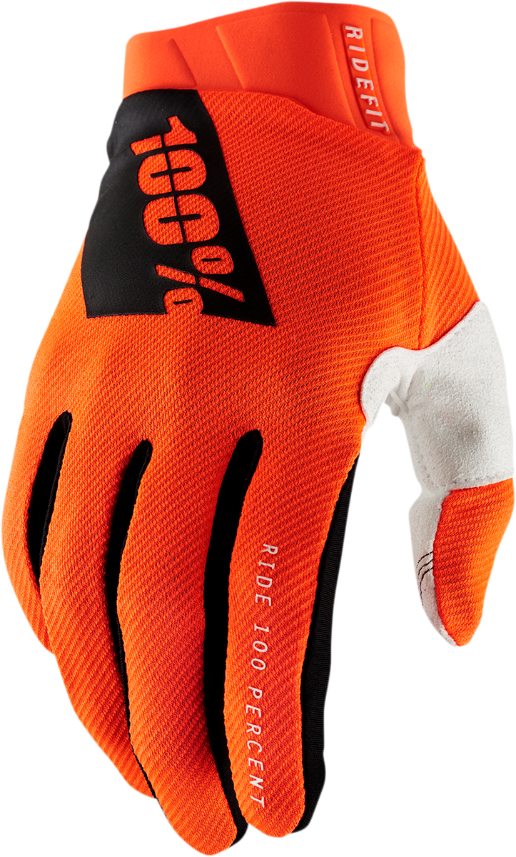 Guantes 100% Ridefit - Naranja fluorescente - Mediano 10010-00006