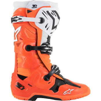 Botas de enduro ALPINESTARS Tech 10 - Naranja fluorescente/Negro/Blanco - Talla 12 de EE. UU. 2010025-4512-12 