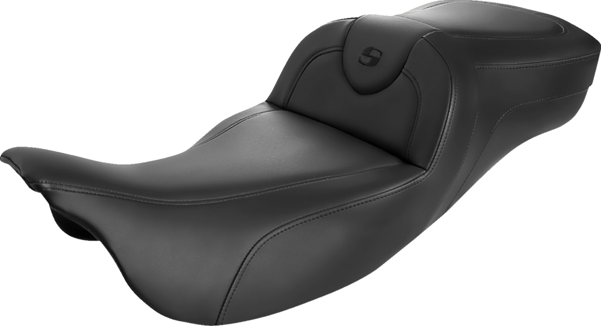 SADDLEMEN Roadsofa Asiento de alcance extendido - Costuras negras y negras - Sin respaldo 808-07B-188 
