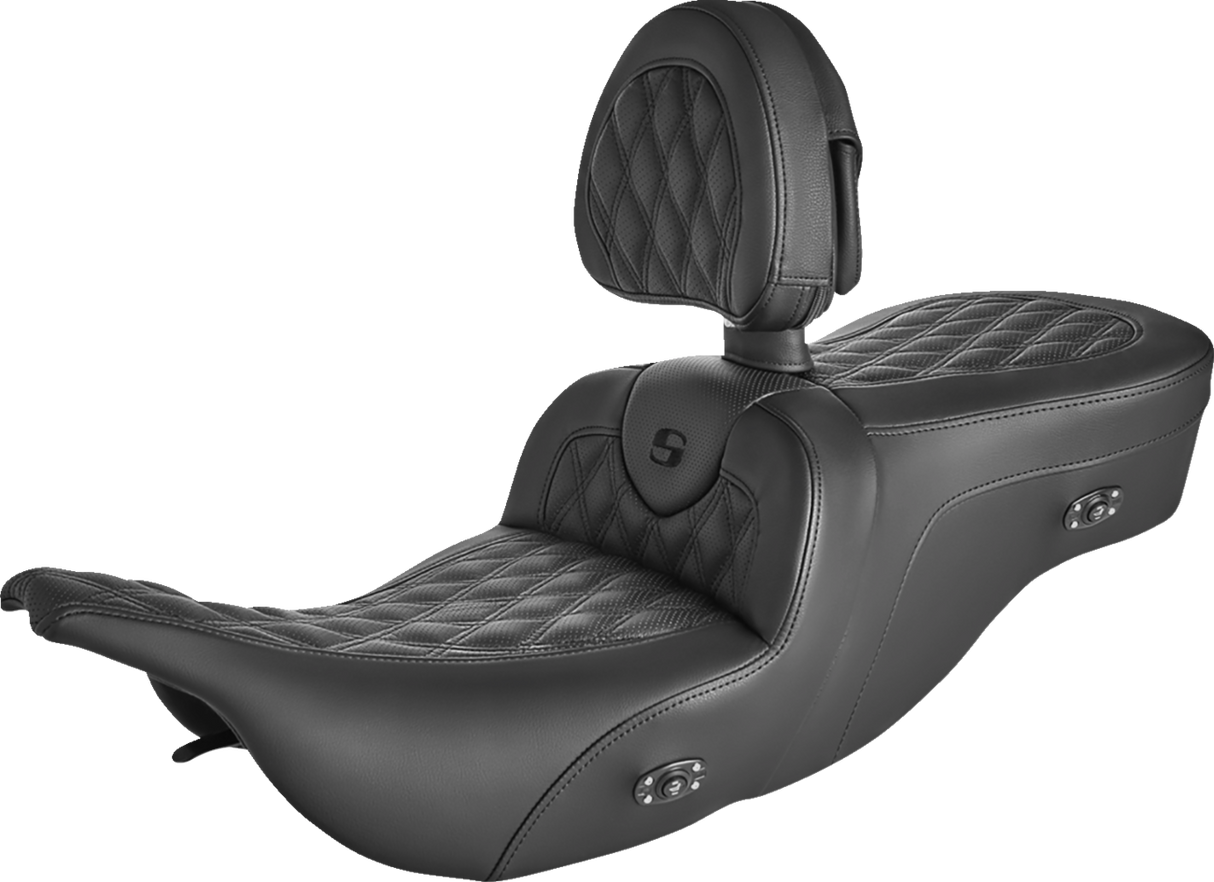 Asiento de sofá de carretera SADDLEMEN - sin respaldo - Costuras de celosía completas - Calefacción - '99-07 FL 897-07-182BRHC