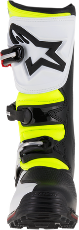 Botas ALPINESTARS Tech-T - Blanco/Rojo/Amarillo Fluorescente/Negro - Talla 8 de EE. UU. 2004017-2351-8
