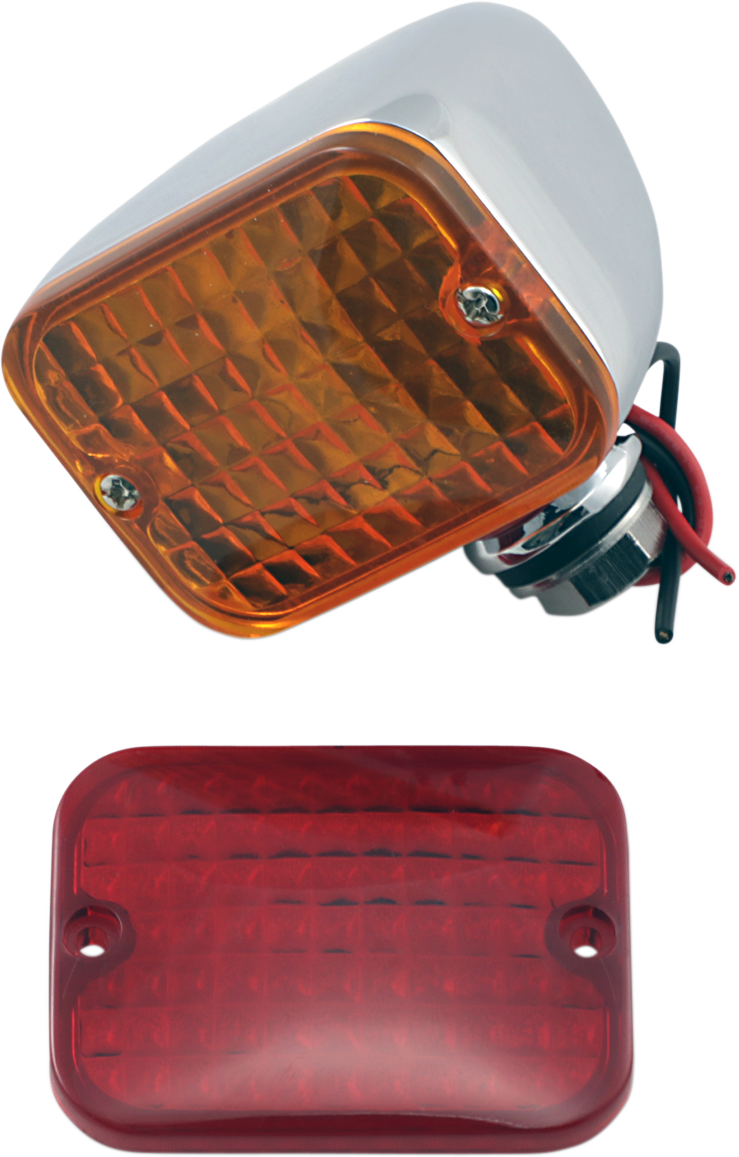 DRAG SPECIALTIES Lámpara de mercado rectangular - Doble filamento - Ámbar/Rojo 163075-BC216