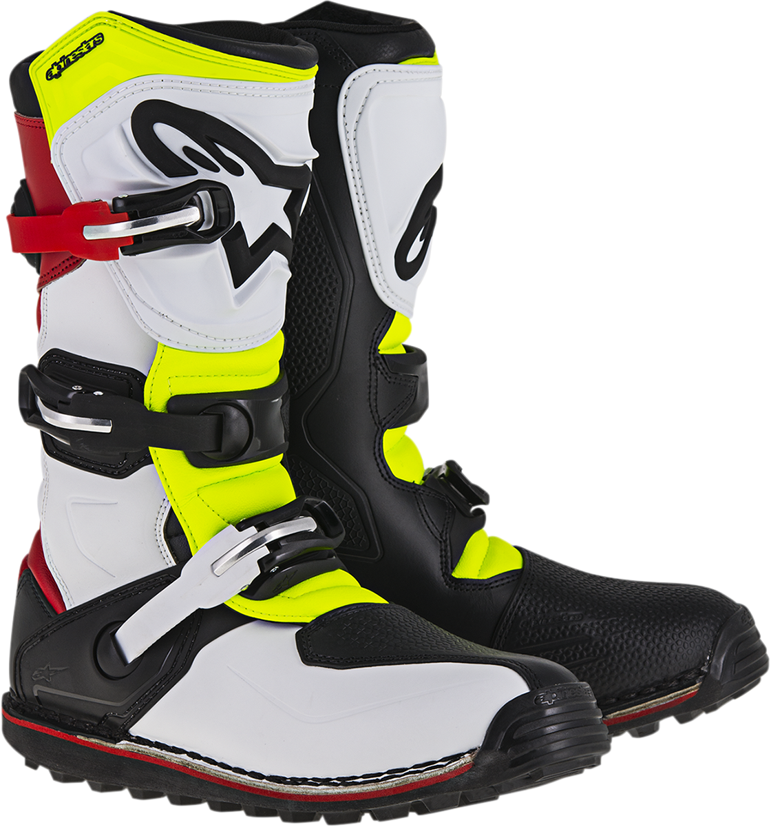 Botas ALPINESTARS Tech-T - Blanco/Rojo/Amarillo Fluorescente/Negro - US 13 2004017-2351-13
