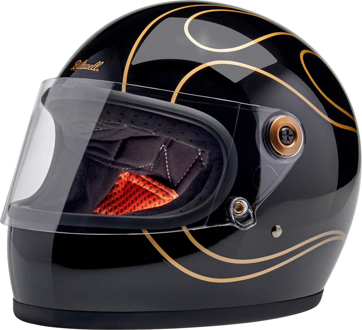 Casco BILTWELL Gringo S - Llamas negras brillantes - Mediano 1003-567-503 