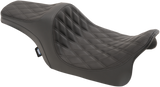 Asiento Predator III de DRAG SPECIALTIES - Doble diamante - Costuras negras - FL 2008-2022 0801-1114 