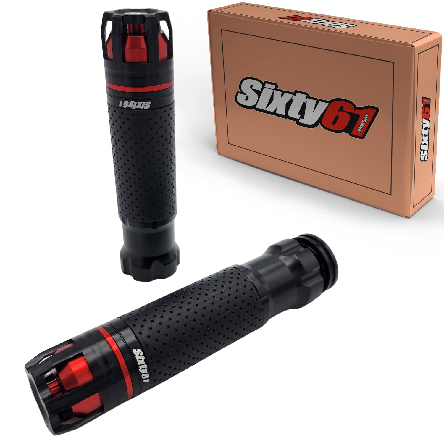 Kawasaki Ninja Black Red Aluminum and Comfort Rubber Grips | Sixty61