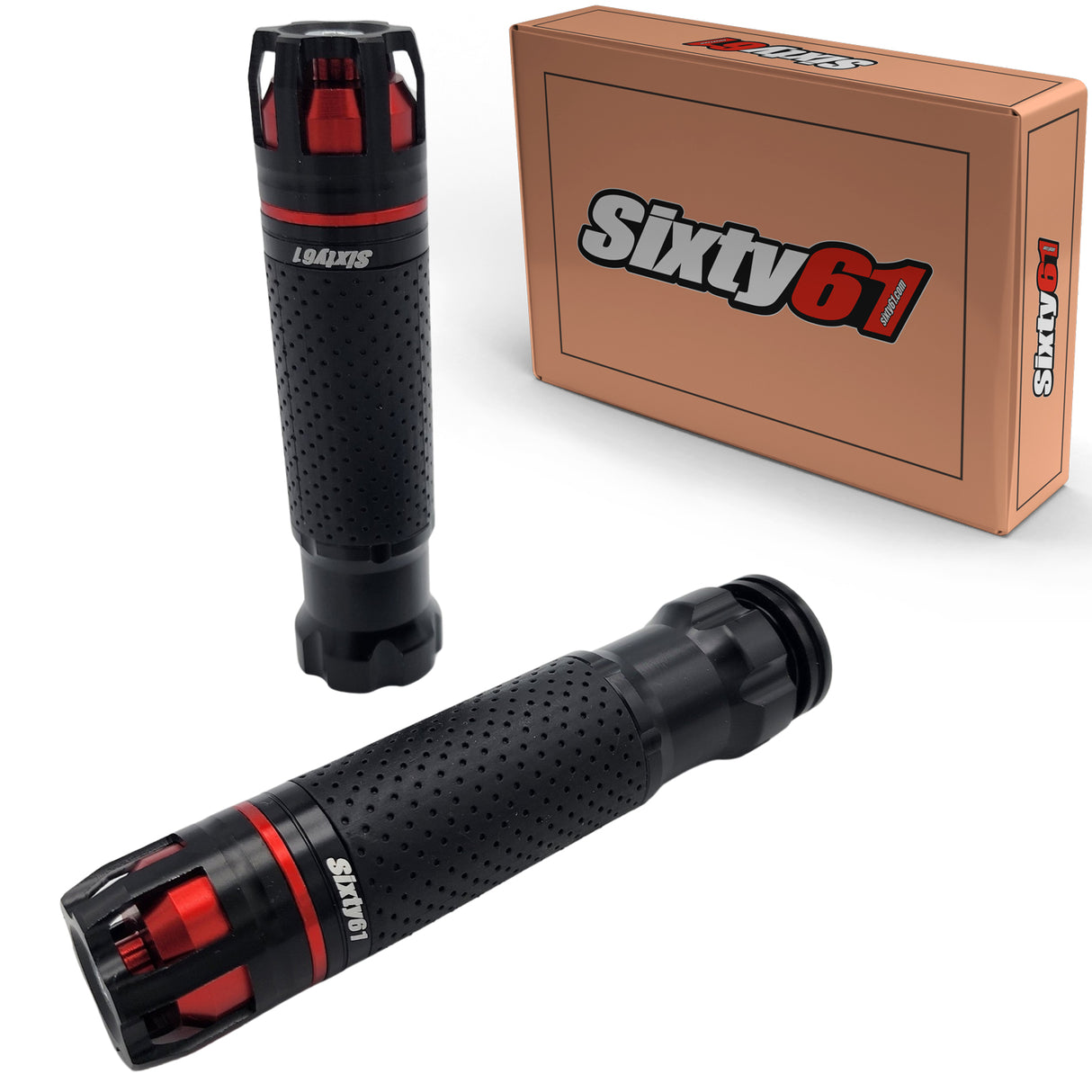 Kawasaki Ninja 250 400 500 650 1000 ZX6R ZX10R ZX14R H2 H2R Black and Red Aluminum Comfort Rubber Grips