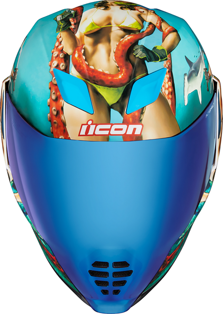 ICON Airflite™ Motorcycle Helmet - Pleasuredome4 - Blue - Large 0101-15003