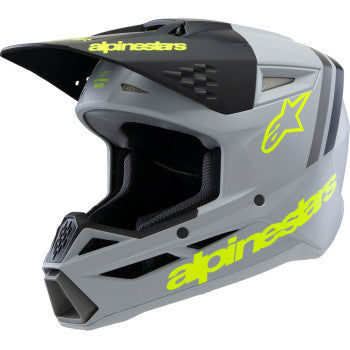 Casco de motocicleta juvenil ALPINESTARS SM3 - Radium - Gris mate/Negro/Amarillo fluorescente - Talla pequeña 8301825-9510-YS 