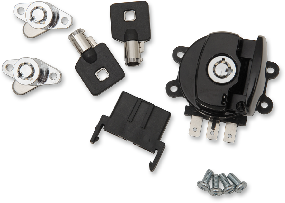 Interruptor de encendido con bisagra lateral y cerradura para alforja DRAG SPECIALTIES - Negro brillante E21-0209GB/45