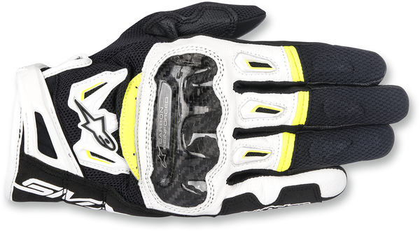 ALPINESTARS SMX-2 Air Carbon V2 Gloves - Black/White/Fluo Yellow