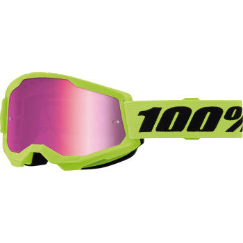 100% Strata 2 Junior Goggles - Neon Yellow - Pink Mirror 50032-00010